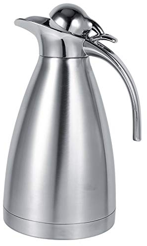 Pichet Isotherme, Pot à café en Acier Inoxydable à Double paroi Thermos isolé sous Vide Thermos Chaud pour café, Eau Chaude, thé(1.5L-A-Argent-A)
