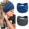 Haarband Damen Extra Breit Stirnband Boho Haarbänder Yoga Knot Stirnbänder Sport Elastische Haarschmuck （Blau + Dunkelgrau