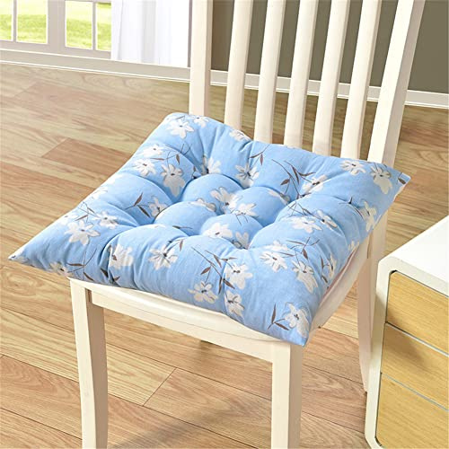 Lukery Cojines de Suelo, Cojín de Asiento para Silla de Comedor- Cojines de Algodón Suave para Oficina, Hogar,Jardín - Ideal para Exterior e Interior (40x40x5cm,Flor Azul)