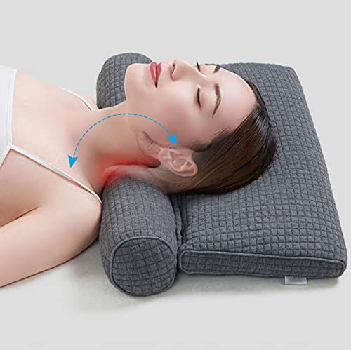 Buchweizen-Nackenkissen, Cassia-Zylinder-Nackenkissen, verstellbares Nackenkissen, Halswirbelstütze, Nackenschmerzen, Linderung (Farbe: 12 Arten von Kräuterkissen-Grau)