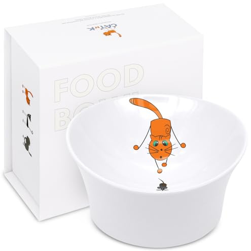Elevated Cat Bowls for Food – Raised Bowl for Indoor Cats – Whisker & Neck Fatigue Shallow Cat Dishes – Vet-Recommended Height & Modern Pedestal Design – Non-Slip & Dishwasher-Safe – 6 oz Original