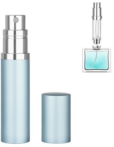 Qavhun Refillable Perfume Atomizer Travel Bottle 5ml Leakproof Luxury Travel Perfume Refillable Bottle, Portable Fragrance Atomiser (Light Blue)