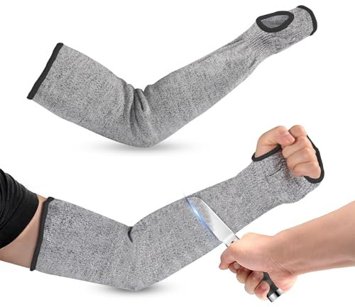 Agatige Manicotti da Lavoro Resistenti ai Tagli, 2 Pair 45cm/17.71in Manica di Protezione del Braccio Anti-Taglio e Anti-Abrasione con Buchi per Cucinare Intaglio e Giardinaggio