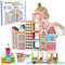 Holzbausteine Natur, 150 bunte Holzbausteine, Holzsteine zum Bauen, Holzbaukasten,Spielzeug ab 3 4 5 6 Jahre, Bauklötze Holz für Kinder,Geschenke Junge und Mädchen, Ostergeschenke, Kreatives
