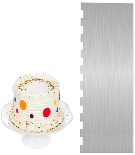 Stainless Steel Cake Scraper, Cake Decorating Comb Large Double Sided Patterned Edge Stripe Edge Smoother Scraper for Pastry Cut and Mousse Butter Cream Cake Decoration