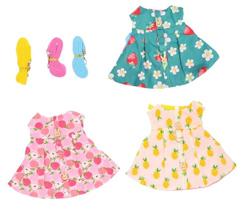 BESPORTBLE 3 Sätze Hasenkleidung Kleines Hundekleid Welpen-Shirts Welpen Sommerkleid Meerschweinchenleine Sommerkleidung Geschirr Für Welpen Hoodie-Kleid Geschirr Für Haustierkleidung Stoff