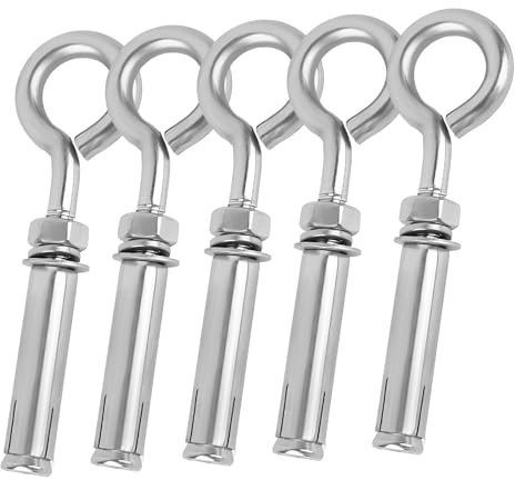 Fatiya Confezione da 5 tasselli a occhiello per calcestruzzo, in acciaio inossidabile 304, M8 x 106 mm, ganci di ancoraggio per pareti in calcestruzzo