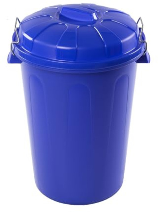 DRW Poubelle communautaire bleue Poignées avec couvercle encastré de 100 litres 54 x 50 x 76 cm