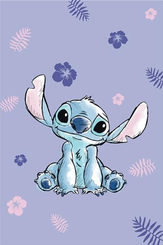 Disney Lilo e Stitch Decke aus Microflanell, Blau, 100 x 150 cm, 100% Polyester