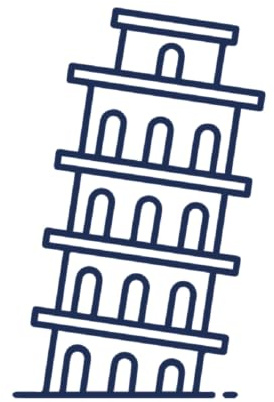 Tattwo.me - Tatuaggio temporaneo per adulti e bambini, 2 settimane, resistente all'acqua - la torre di Pisa- Inchiostro vegetale - Certificato cosmetico UE (5X5 - P0453)