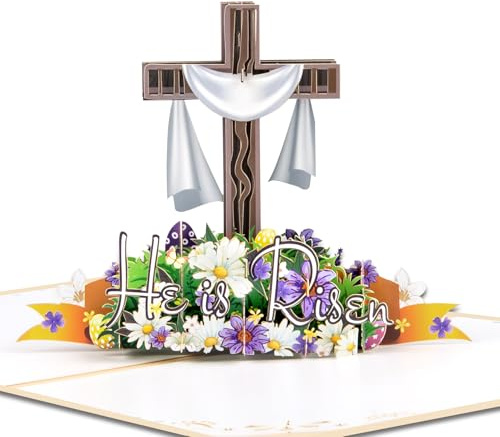 GREETING ART Egli è risorto: biglietto di Pasqua pop up, divertente biglietto di auguri 3D, biglietto di auguri di Pasqua, biglietti di Pasqua 3D, biglietti di Pasqua religiosi