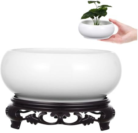 INOOMP 1set Vasi Ceramici Idroponici Con Base Fioriera Rotonda Per Decorazione Interna Ed Esterna Per Casa Ufficio e Giardino