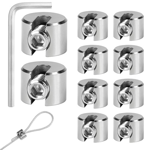 MIGUBIGU 10 PCS Morsetto per Cavo Acciaio 3 mm M8, Clip per Fune Metallica con Chiavi Inglesi, Morsetti per Cavi Acciaio, per Fune di Acciaio, Tendicinghi, Tenda Fissa