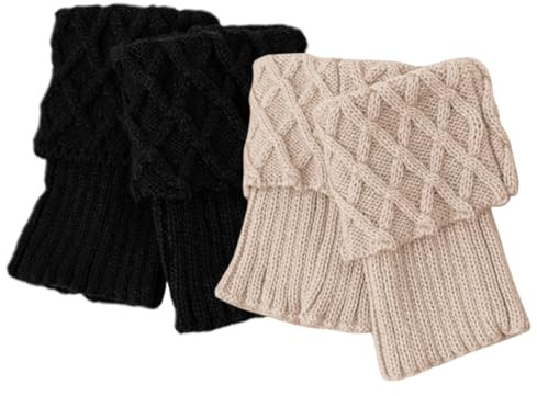 VERDANVERSE 2 Pares de Calentadores de Piernas para Mujer en Invierno, de Fibra Acrílica y Algodón, Diseño Elegante y Cómodo para Mantener las Piernas Calientes