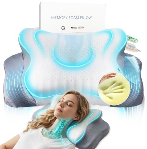 FALLCON F® Almohada Cervicales y Cuello Premium | Almohada Cervical Viscoelástica Ergonómica 2 Alturas | Almohada Antironquidos Ortopédica para Dormir de Lado,Arriba y Abajo | Ice-Silk Transpirable