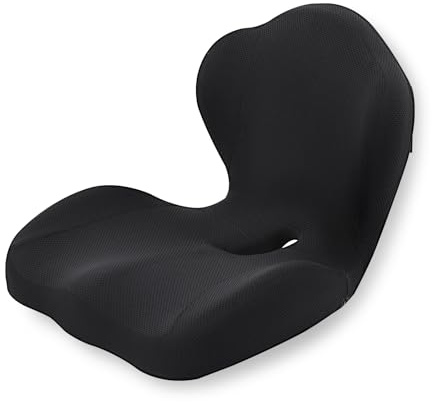 GOFORIT Coussin d'assise et Dossier 2 en 1 - Ensemble Ergonomique en Mousse à mémoire de Forme Double Couche, Soutien Lombaire pour Chaise de Bureau et siège Auto, antidérapant et Lavable