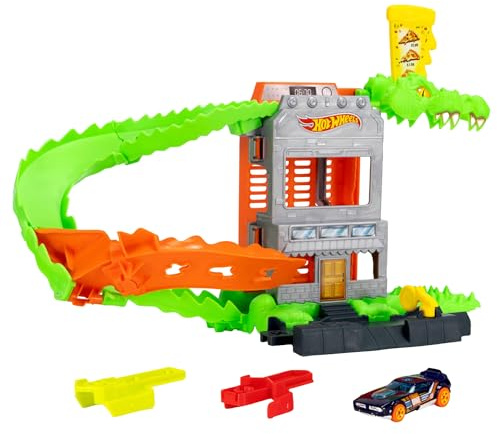 Hot Wheels Croc Pizza Attack Playset y Coche de Juguete 1:64