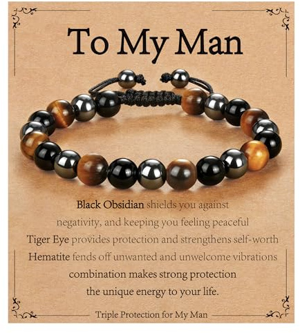 ESPVO Mens Bracelet Gifts for Man Him Husband Boyfriend Fiance Personalised Meaningful Jewellery I Love You Soulmate Partner Presents Special Romantic Anniversary Birthday Gift for Him
