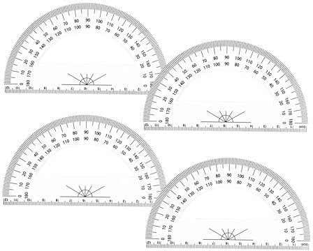 4PCS 4.7 Inch Clear Plastic Protractors, 180° Angle Measuring Rulers,Transparent Semicircle Angle Measuring Tool for Students, School, Classroom, Office & Math