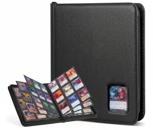 KORVORIA 360 Álbum para Tarjetas Toploader 3”x 4”, Album de Cartas Coleccionables con Ventana, Album para Cartas Magic, 9 Bolsillos de Carga Lateral
