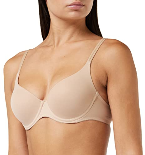 Nur Die T-Shirt Bügel-BH aus weicher Mikrofaser nahtlos vorgeformte gepaddete Cups unsichtbar unter der Kleidung Push-Up-Effekt Damen, Haut, 85B