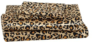Elite Home Products, Inc. Parure de lit 4 pièces en Satin uni pour Grand lit Motif léopard