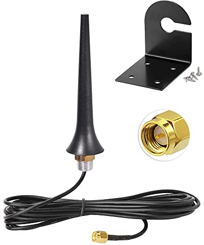 Eightwood Outdoor Omnidirectional Antenna - 2.5dBi, SMA Adapter, 3M RG174 Cable, Hole Mount Base L Bracket for 3G/4G/GSM/UMTS/CDMA/GPRS Router, LTE, Bluetooth, MiMo SIM Card