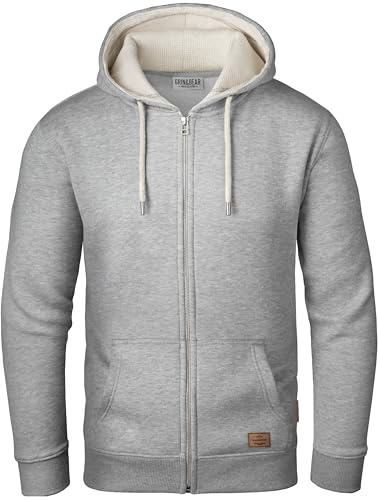 Grin&Bear huvjacka för män | huvtröja med fleece inuti | GEC490, Gråmelerad2, XXL