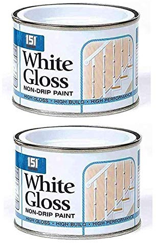 SDMAX 151 Coatings Pack Of 2 White High Gloss Non-Drip Paint 180ml Tin For Interior Exterior Wood Metal Concrete