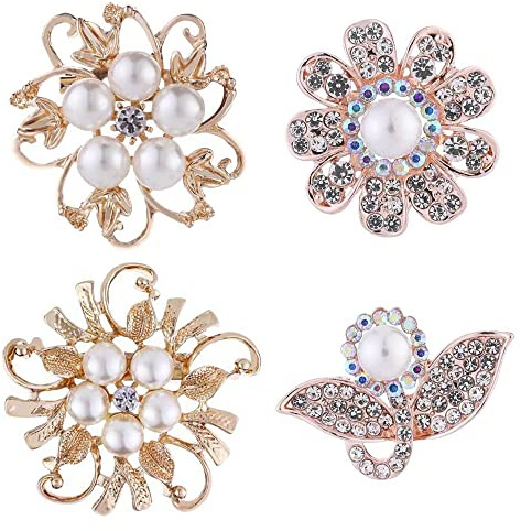 HAOBIN 4 Piezas Juego De Broches De Dama Broche De Perlas De ImitacióN Broche Pin Broche De Flores Broche De Perla De Moda Broche De Perla Grande Para Mujer Broche De Perla De Moda SuéTer Bufanda Clip