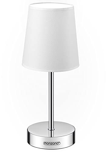 MONZANA® Nachttischlampe 32cm Stoffschirm E14 Grau Taupe Anthrazit Weiß Wohnzimmer Schlafzimmer Lampe Leuchte Tischlampe Nachttischleuchte Tischleuchte