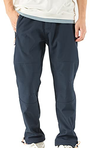 TONY BACKER Pantaloni Uomo Invernali Sci Trekking Impermeabile Antivento Escursione shoftshell Outdoor (IT, Testo, M, Regular, Regular, Blu)