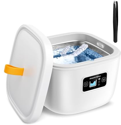 Yuattory Pulitore ad ultrasuoni per dispositivo di ritenuta, protesi dentaria, protesi dentali, protesi dentali, testina per spazzolino da denti, dispositivo di ritenuta ad ultrasuoni 43 KHz 255 Ml