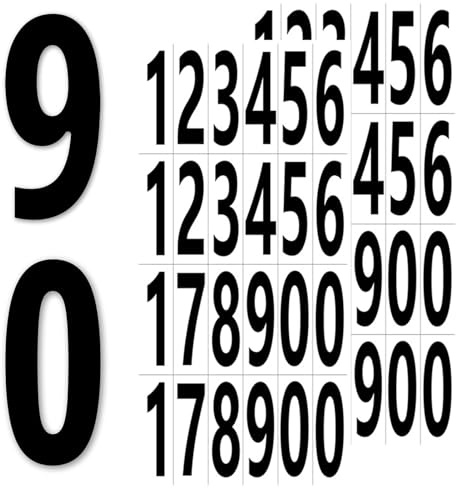 Chiffre Autocollant,Lot De 240, Étiquettes Numériques 75 Mm, Étanches & Autocollantes, Numéros Noirs Pour Mur, Fenêtre, Porte, Verre, Salle De Bain, Cuisine, Chambre d’Enfants, Stickers Vinyle