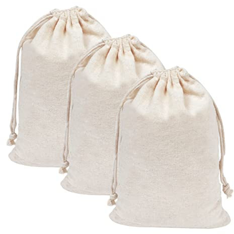Sacs à Pain en Lin Réutilisables, 3 Pièces Sac à Pain Tissu Avec Cordon de Serrage, Sac de Rangement pour le Pain Écologique, Sacs à Pain en Coton et Lin, pour Pains Baguette Fruits Légumes, 30×40 CM