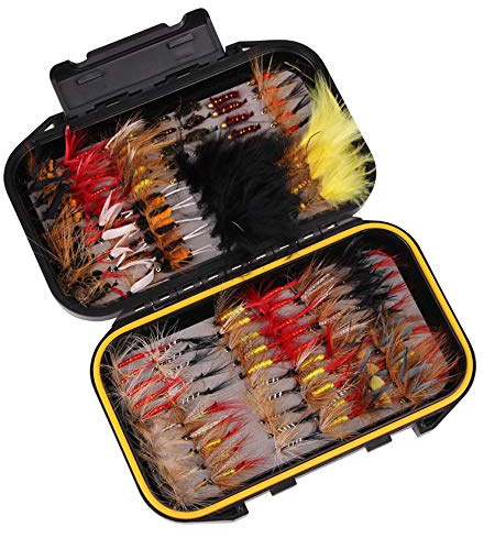 40/72/100/120pcs Fly Fishing Flies Trout Lures Flies Aficial Fishing Lures Bait with Waterproof Fly Box