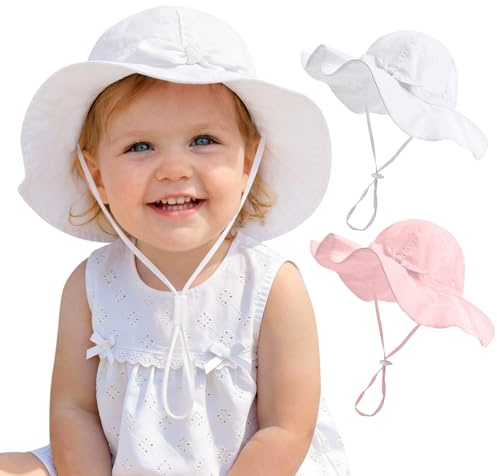 FURTALK Baby Sun Hat Toddler Girls Bucket Beach Hat Wide Brim UPF 50+ Adjuatable Travel Beach Essentials
