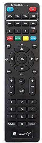 Techly 363739 Telecomando Universale Sostitutivo per Decoder Digitale Terrestre Nero