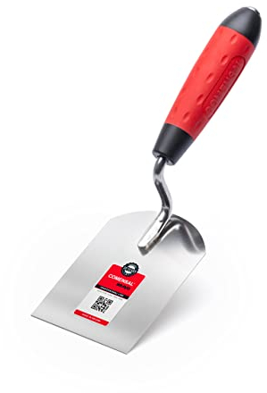 COMENSAL® Paleta de Albañil - Paleta Albañil INOX - con Mango de Goma - Ideal para Trabajos de Mampostería - Made in EU - 80 mm