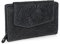 Hill Burry Damen Geldbörse | Leder Langbörse Blumen | Blumenmuster Vintage Portemonnaie | Echt-Leder Geldtasche Groß (Schwarz)