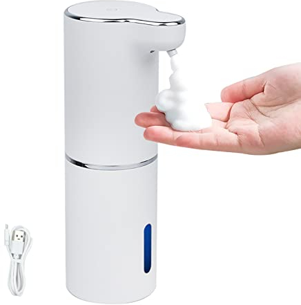 Aolkee Automatischer Seifenspender 300 ml, Elektrischer Seifenspender with USB Berührungslos, Handseifenspender für Küche Badezimmer Hotel, 3 Stufen Lautstärkeregler
