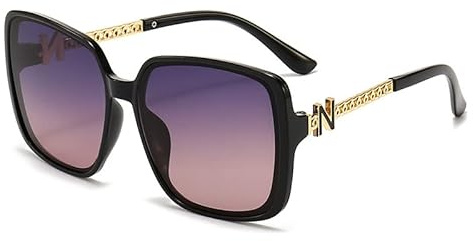 DNLKWGO Occhiali da sole vintage Big Frame Style Occhiali da sole Protezione UV Armi in metallo per uomini e donne, Nero , Taglia unica