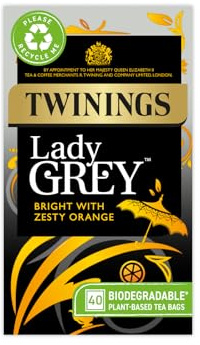 Twinings Lady Grey Tea | Bright & Refreshing Black Tea with Zesty Orange | 40 Biodegradable Tea Bags