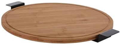 Spetebo Plateau de service rotatif en bambou avec 2 poignées – 40 cm – Plateau tournant pour fromage, saucisses, collations – Assiette en bois – Planche de service à épices