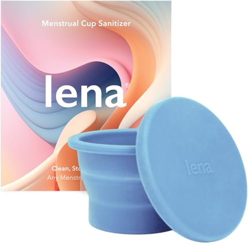 Lena Menstrual Cup Sterilizer Case, Compact, Collapsible Silicone Container for Cleaning Period Cup & Menstrual Disc, Travel, Home and Dorm, Menstrual Cup Cleaner, Feminine Care, Light Blue