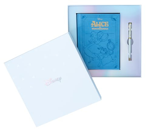 Grupo Erik Cuaderno A5 con bolígrafo y caja de regalo – Disney Alicia en el país de las maravillas | Cuaderno rayado, cuaderno de notas A5 forrado | Cuadernos A5, bloc de notas A5, cuaderno de bocetos