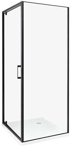 Cabina de ducha cuadrada de vidrio templado una puerta negro 70 x 70 x 185 cm Darli