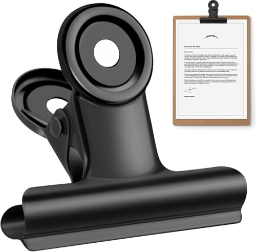 EOGRFW Bulldog Clips grandi, 12 mollette da ufficio, 50 mm, in metallo, colore nero, clip multifunzione per artigianato, foto, disegni, casa, cucina e ufficio (nero)