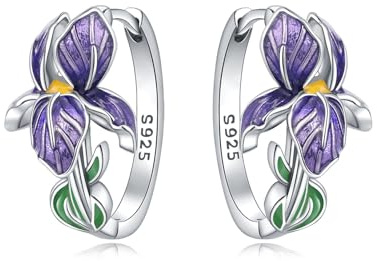 CYMYSS Färgglada Örhängen Dam Silver 925, Creoler i Sterling Silver med Färgdetaljer, Små Ringar för Kvinnor, Smycken Present