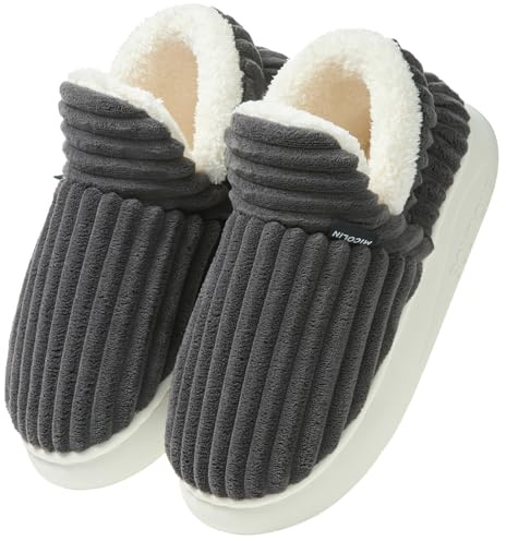 Misolin Zapatillas de Estar por Casa Mujer Invierno Cálido Pantuflas con Memoria Espuma Confortables Antideslizante Suave Zapatos,Negro 280(EU 40-41)
